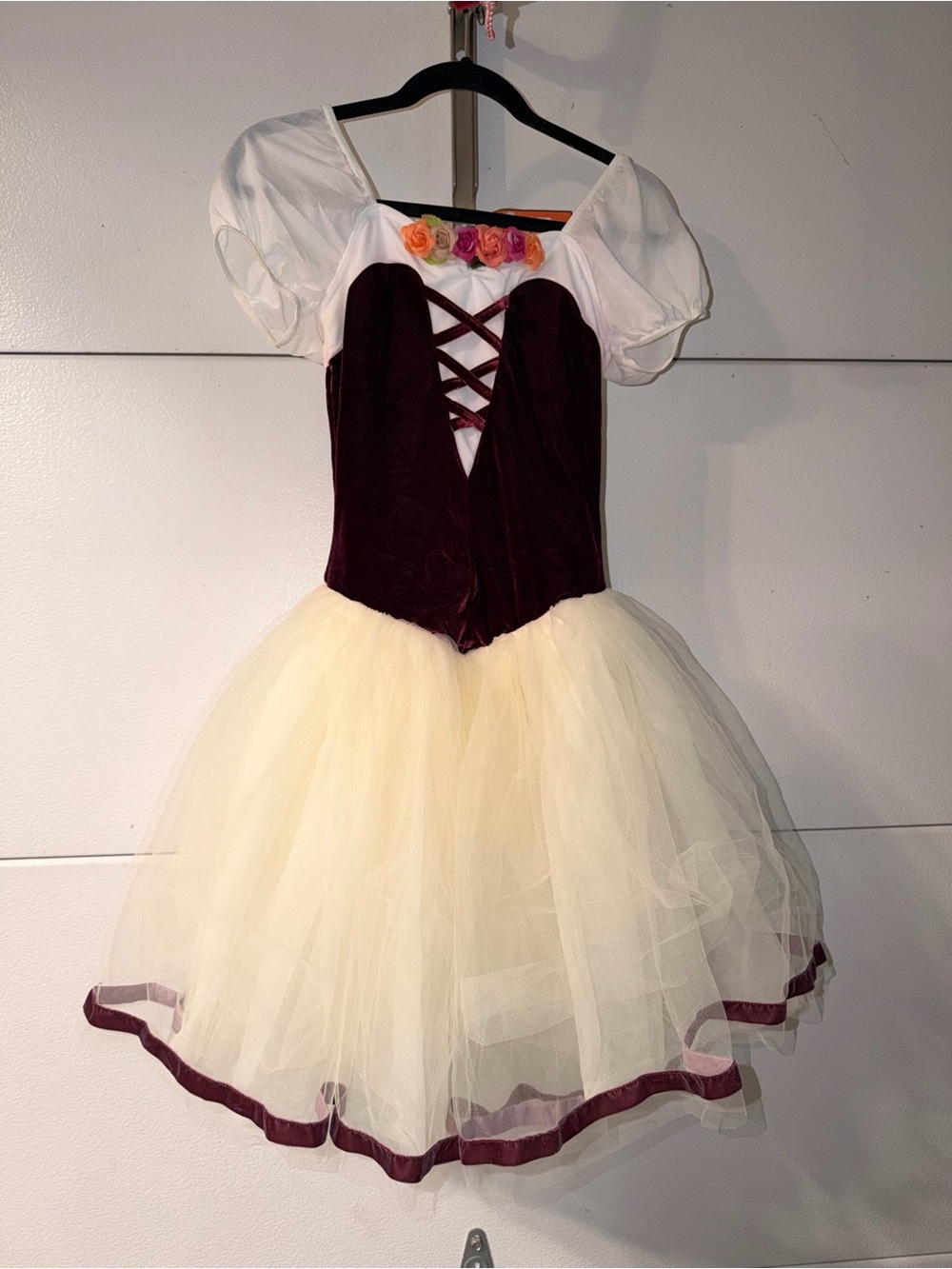 Weissman Burgundy and Cream Tulle Princess Dance Dress